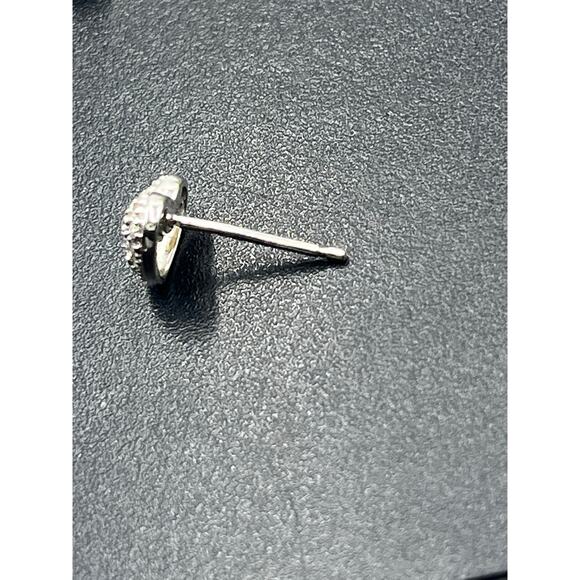 Disney Signed 14K White Gold Micro Pave Diamond Puff Heart Stud Earrings - Picture 8 of 14